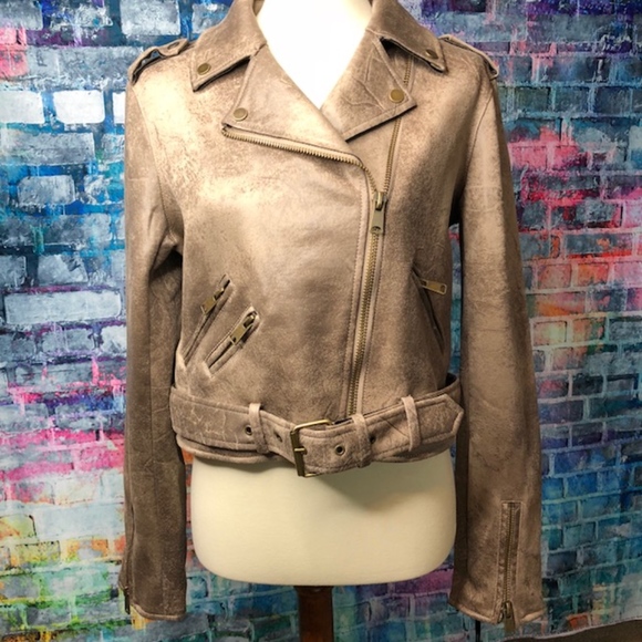 blanc noir Jackets & Blazers - Blanc Noir Vintage Suede Moto Jacket--Large
